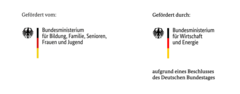 KI generiert: Das Bild zeigt Logos und Förderhinweise des Bundesministeriums für Bildung, Familie, Senioren, Frauen und Jugend sowie des Bundesministeriums für Wirtschaft und Energie.
